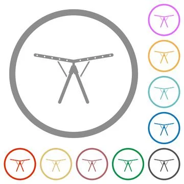 Collapsible clothes dryer rack solid flat icons with outlines Stock Illustration
