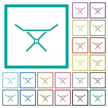 Collapsible clothes dryer rack solid flat color icons with quadrant frames イラスト素材