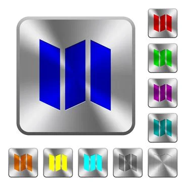 Collapsible map rounded square steel buttons Stock Illustration