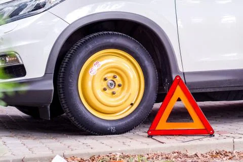 Collapsible spare tyre Stock Photos