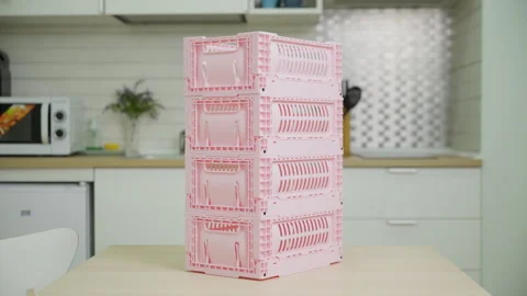 Collapsible storage box for store things at home and any places Stock Footage 273974142