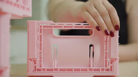 Collapsible storage box for store things at home and any places Stock Footage 273974162