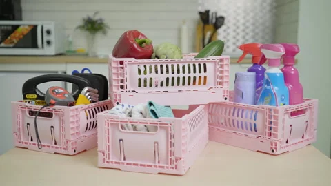 Collapsible storage box for store things at home and any places Stock Footage 273974346