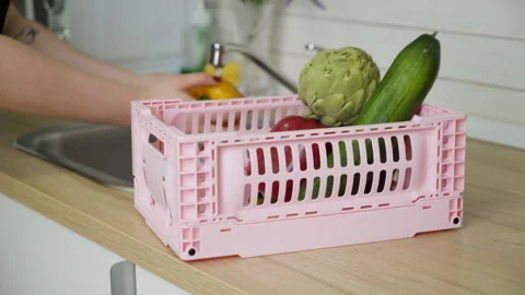 Collapsible storage box for store things at home and any places Stock Footage 273974478