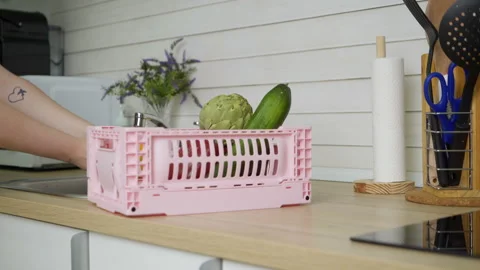 Collapsible storage box for store things at home and any places Stock Footage 273974715