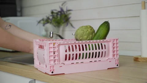 Collapsible storage box for store things at home and any places Stock Footage 273974800