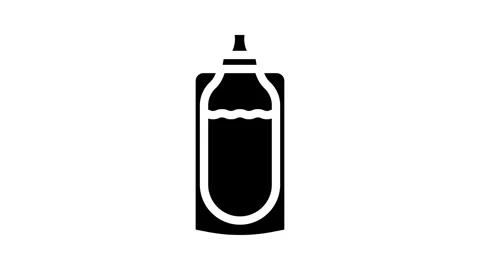 Collapsible water bottle glyph icon animation Stockbeeldmateriaal 326732853