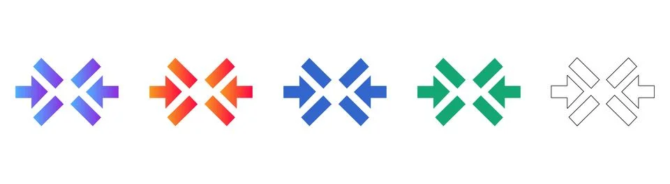 Collapsing Arrows Icon Set for UI Design Stock Illustration