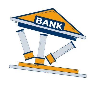 Collapsing bank structure 2D doodle object Stock Illustration