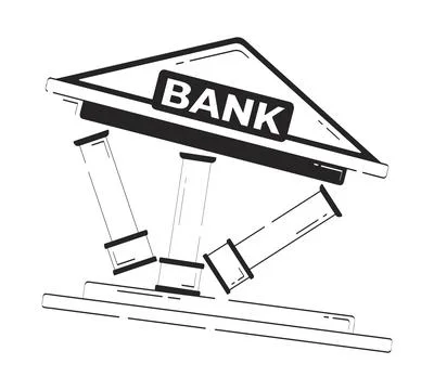 Collapsing bank structure doodle linear object Stock Illustration