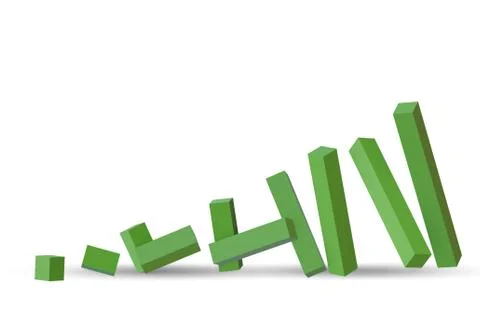Collapsing bar charts in crisis - 3d rendering Stock Illustration