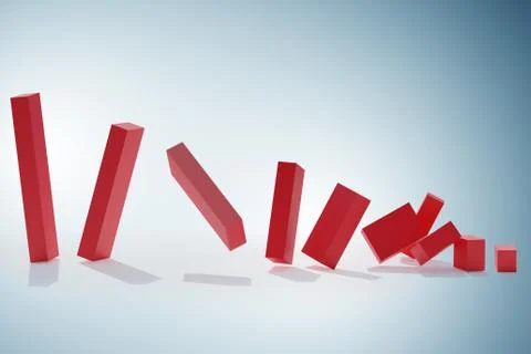 Collapsing bar charts in crisis - 3d rendering Stock Illustration