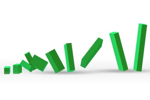 Collapsing bar charts in crisis - 3d rendering Stock Illustration