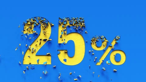 Collapsing blue wall and revealing discount number 10% to 90% off sale. Vídeo Stock 291709239