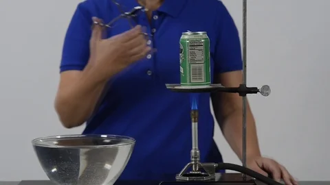 Collapsing Can Experiment Stock Footage 86212769