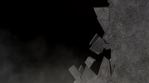 Collapsing Dark Concrete Wall 1 Stock Footage 40730932