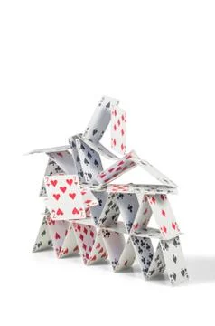 Collapsing house of cards Stock Photos