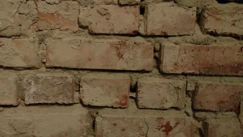 Collapsing red brick wall abandoned building, close-up. Stock Footage 221168687