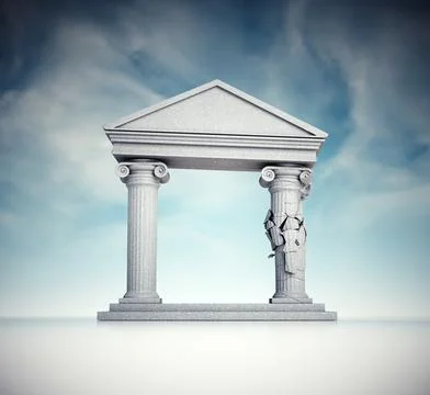 The collapsing Roman structure. Concept of failure Stock Illustration