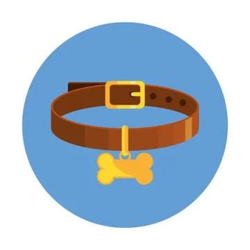 Collar for dog with bone in frame circular isolated icon Stock Illustration