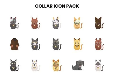 Collar Flat Set Icons Pack Stock Illustration