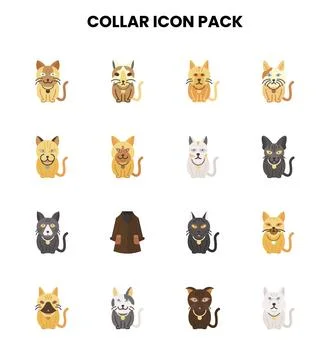 Collar Flat UI Icons Pack Stock Illustration