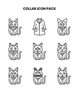 Collar Line Bundle Icons Pack Stock Illustration