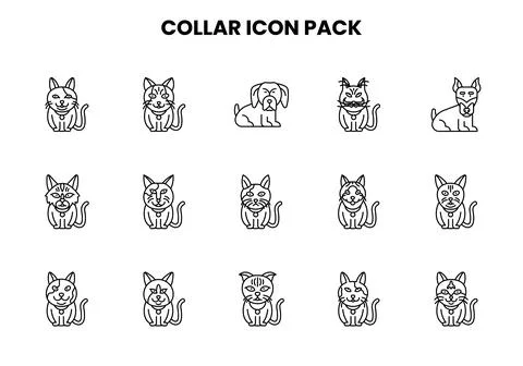 Collar Line Vector Icons Pack Stock Illustration
