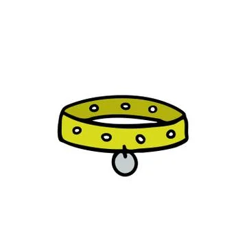 Collar for pets doodle icon, vector color illustration Stock Illustration