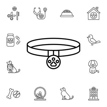 Collar, pets flat vector icon in petshop pack Stock Illustration