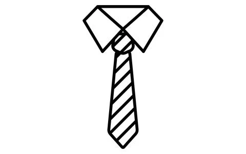 Collar with tie, Simple black and white line drawing icon of clothing Stockillustratie