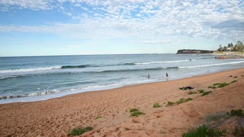 Collaroy Beach on a sunny winter afternoon Stock Footage
