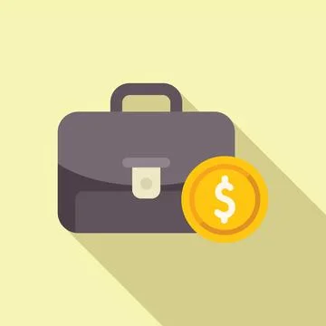 Collateral bag support icon flat vector. Loan money Stock Illustration