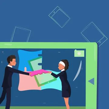 Colleagues Building New Project Plans Presenting Latest Ideas Defining Teamwork Stock Illustration