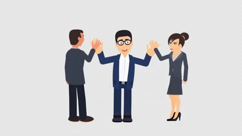 Colleagues business victory. Animation is a successful business transaction Stock Footage 249242551