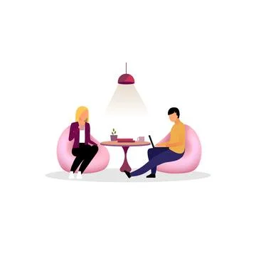 Colleagues, co workers have rest, break flat illustration Stock Illustration