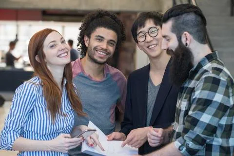 Colleagues collaborating on project, portrait Stock Photos
