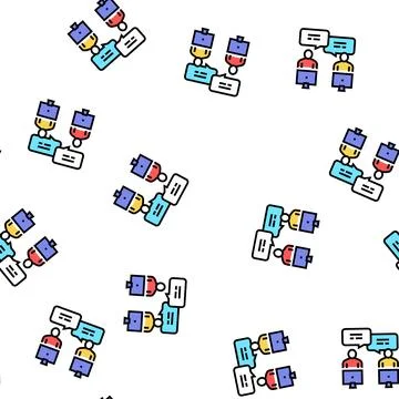 Colleagues communication workspace vector seamless pattern イラスト素材