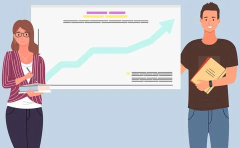 Colleagues conduct analytics of statistical data. Businessteam analyse Illustrazione stock