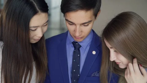 Colleagues discuss result their work in the office. Stock Footage 78685192