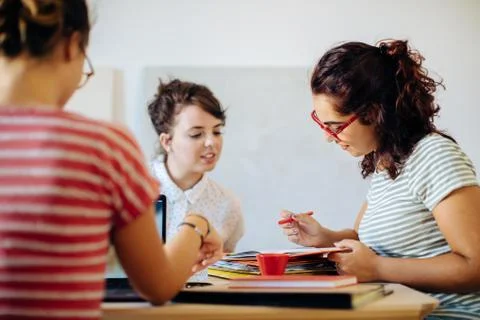 Colleagues discussing documents Stock Photos