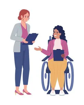 Colleagues discussing work semi flat color vector characters Stock Illustration