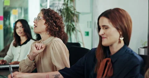 Colleagues, group and ideas for training, office and planning for press release Stock Footage 294793575