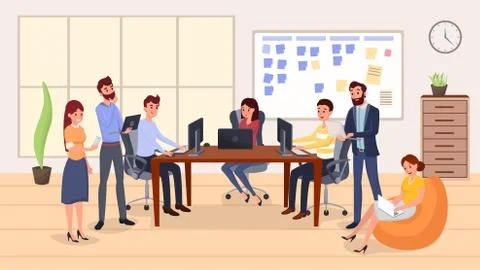 Colleagues group meeting flat vector illustration Stock Illustration