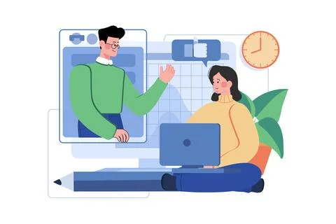 Colleagues Helping Each Other In Work Stock Illustration