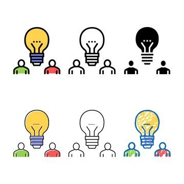 Colleagues idea color icon vector styleset Stock Illustration