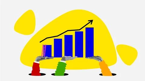 Colleagues, office workers developing successful strategy for growth and 写真素材