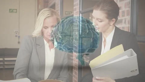 Colleagues opening folder and pointing text while reviewing health data with Stock Footage 317799307