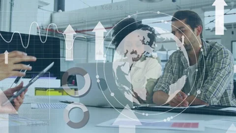 Colleagues reviewing laptop data while left person scrolling tablet and Stock Footage 334703487
