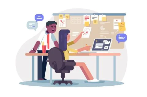 Colleagues scheduling work process Illustrazione stock